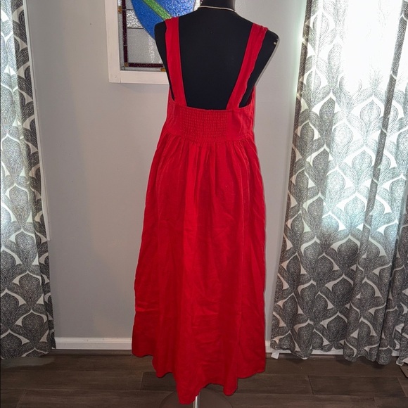 J Crew 100% Linen Square Neck Midi Dress SZ 12 - Picture 5 of 8